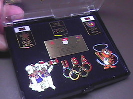 Olympic Pins 3M Box Set Calgary Seoul Olympics Games in Transparent Lid Box - $17.99