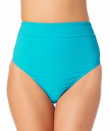 MSRP $20 California Waves High-Waist Cheeky Bikini Bottoms Aqua Size Small - $184.53 MXN