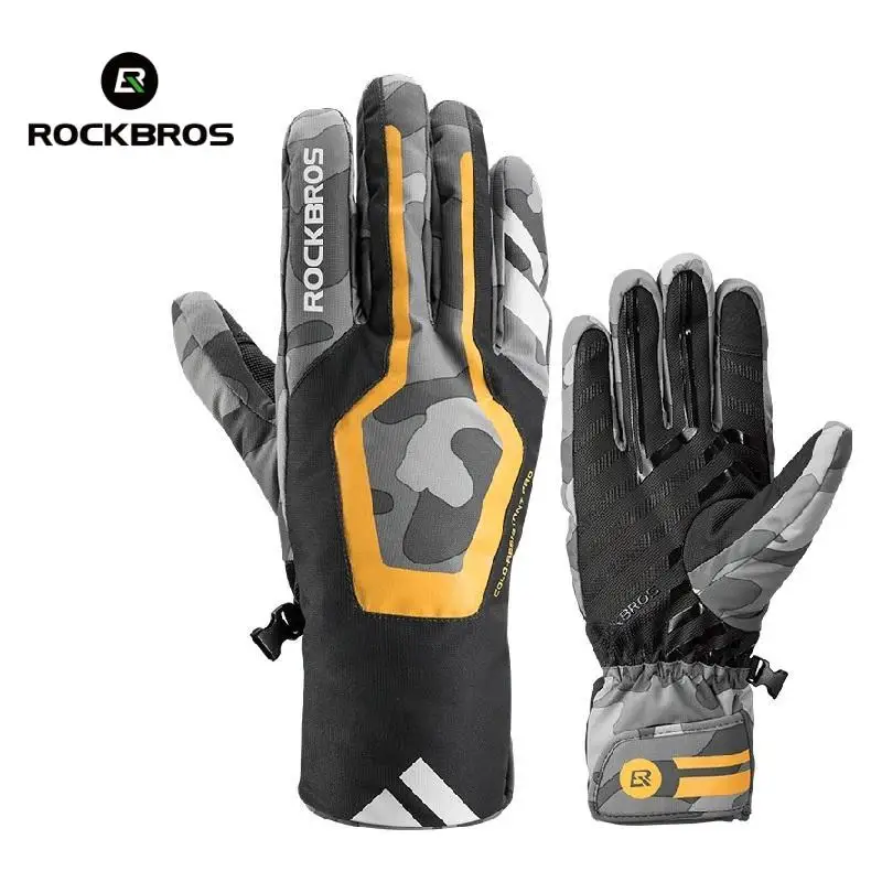 ROCKBROS Moto Gloves Warm Winter Windproof Waterproof Motorcycle MTB Bike Gloves - £222.93 GBP