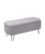 Modern Grey Storage Ottoman Bench w/Gold Legs - Bed, Entryway, Living Room - €115,82 EUR