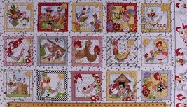 23.5&quot; X 44&quot; Panel Chickens Roosters Hens Poultry Farm Cotton Fabric D477.41 - £7.43 GBP