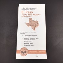 Vintage 1983 El Paso Texas New Mexico Topo Map Quadrangle Geological Survey Map - £7.49 GBP