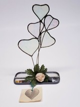 Vintage Candy Glass Hearts And Mirror Base With Flower &quot;For Kathy&quot;  - £23.27 GBP