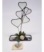 Vintage Candy Glass Hearts And Mirror Base With Flower &quot;For Kathy&quot; - €17,26 EUR