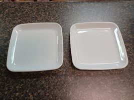 Pair Vintage Corning Dietary Products  6¾" Milk Glass Airplane Plate - $39.59