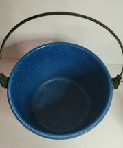 BLUE SPECKLED ENAMELWARE SMALL STOCKPOT WITH LID 5.5" TALL x 8.5" WIDE image 2