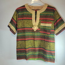 African Dashiki Shirt Traditional Tribal Ethnic Cotton Embroidered Pocke... - £31.23 GBP