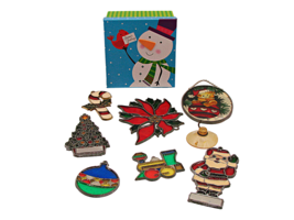 Lot 7 Vintage Mixed Christmas Holiday Acrylic Glass Stained Suncatcher Ornaments - £14.36 GBP