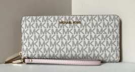 New Michael Kors Jet Set Large Travel Continental Wallet Vanilla Powder Blush - $75.91