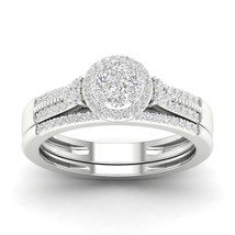 S925 Silver 0.33Ct TDW Natural Diamond Cluster Halo Bridal Set - £241.27 GBP