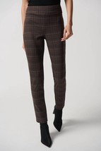 Joseph Ribkoff heavy knit plaid pull-on pants in BROWN MULTI - £65.06 GBP