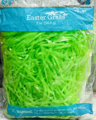 Happy Easter Green Iridescent Plastic Basket Filler Grass Bag 2oz/56.7gm - $4.95