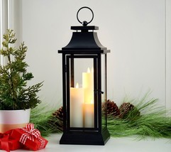 Luminara 16&quot; Heritage Tri-Candle In/Outdoor Lantern in Black - £155.06 GBP