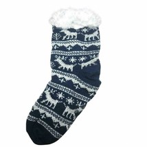 Women Girl Knit Deer Flake Anti Skid Winter Slipper Socks Fur Shearling ... - £7.10 GBP