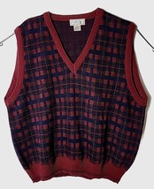 Murano Men XL Wool Blend Made in Italy Plaid Red Pullover Vest - £29.86 GBP