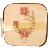 Vintage Pressed Flowers of the Holy Land Coaster Set Vinyl Set of 6 with... - £5.20 GBP