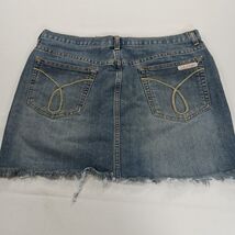 Calvin Klein Jeans ZJ29V5769 Women's Blue Denim Frayed Mini Skirt Sz 13 Waist 34 image 2