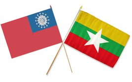 AES 12x18 12&quot;x18&quot; Wholesale Combo Myanmar Burma Old &amp; New Stick Flag - £8.72 GBP