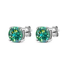 KNOBSPIN D Color Moissanite Earring S925 Sliver Plated with 18k White Gold Earri - £17.61 GBP