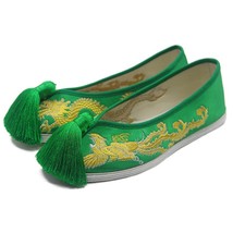 Vintage Women Flats Bride Shoes Chinese Wedding Satin Dragon Phoenix Embroidered - £39.80 GBP