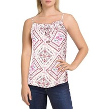 Hippie Rose Juniors Small Ivory Medallion Printed Tie Front Tank Top NWT BI81 - £13.03 GBP