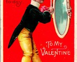 Embossed Valentine Postcard Artist Ellen Clapsaddle Boy in Mirror Intern... - $11.83