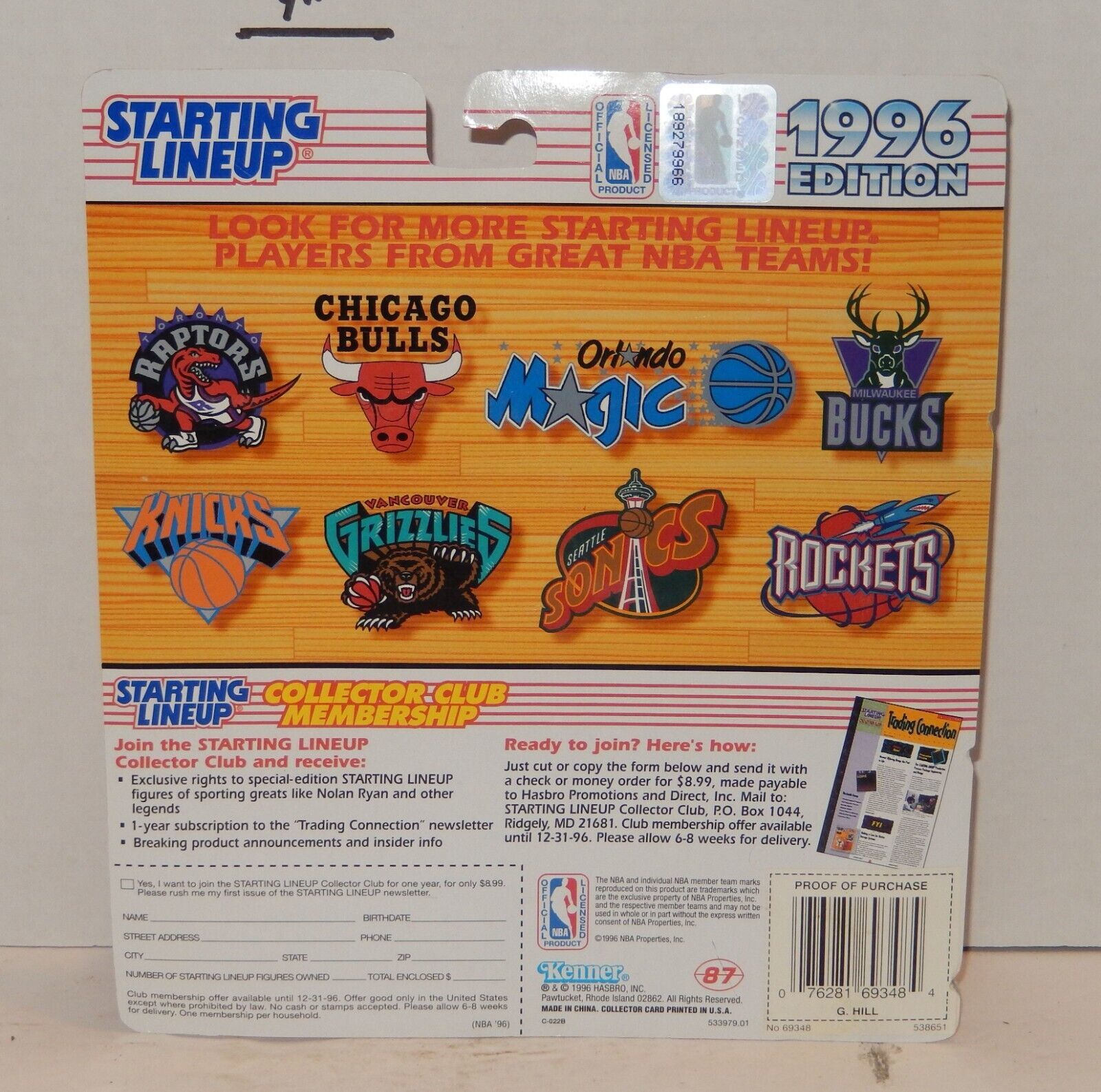1996 Kenner SLU Starting Lineup NBA Basketball Grant Hill Figure Detroit Pistons Item image 2