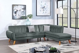 Madrid 2-Piece L Shape Sectional with Chaise in Velvet Fabric - £834.24 GBP