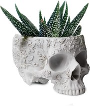 Skull Plant Planter Pot 6" Deep Polyresin Skulls Pot For Indoor Plants And, Bowl - £27.47 GBP