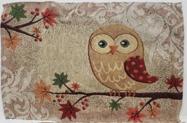 Set Of 4 Tapestry Placemats,13&quot;x19&quot;, Fall, Large Owl On The Tree Branch &amp; Leaves - £17.49 GBP