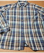 Duluth Trading Co Flannel Plaid Button Down Shirt Mens XXL Long Sleeve Blue - €13,35 EUR