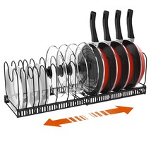 Pot And Pan Organizer Rack For Cabinet, Expandable Pot Lid Organizer Wit... - $46.99