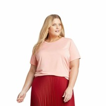 NWT A New day Women&#39;s Plus Size Round Neck Short Sleeve T-Shirt, Pink - £7.46 GBP