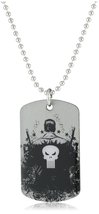 Marvel Comics Punisher Dog Tag Men&#39;s Silver Pendant Necklace - $10.88
