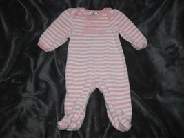 Love Juicy Couture Baby Girl Terry Romper Outfit Clothes 0-3 Pink White Stripe - £11.68 GBP
