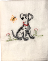 Kitchen Dishtowel Dalmation Puppy Dog Butterfly Flowers 100% Cotton 25&quot; ... - £7.90 GBP