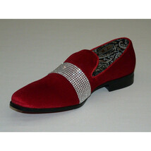 Men Formal shoes After midnight Velvet silver Crystal Slip on 6715 Red/Silver image 5