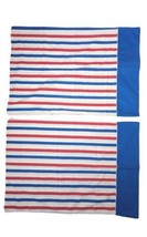 Vtg Lot 2 Monticello Red White Blue Stripe Nautical Patriotic Pillowcases Cannon - £13.99 GBP