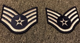 New 1 Paired Sew On Usaf Air Force Rank Patch Staff Serg EAN T E-5 Blue Female - £14.38 GBP