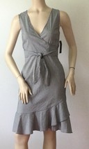 RACHEL Rachel Roy April True Navy Striped Faux-Wrap Casual Dress (Size 2) - £23.80 GBP