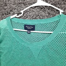 American Eagle Sweater Women Medium Teal Open Knit Shirt Lightweight Cre... - £10.98 GBP