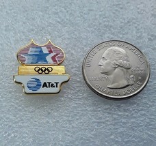 1984 LA Olympics Sponsor Pin &quot;AT&amp;T Stars Torch Die-cut&quot; - £10.25 GBP