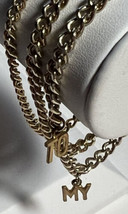 Bracelets or Anklet 3 Gold Tone Chains Same Chain Design Charms Fold Over Clasp - £6.15 GBP
