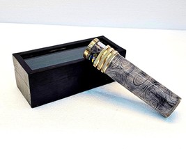 Antique Black Liquid Wheel Kaleidoscope Vintage Maritime Optical Brass with BOX - $43.48