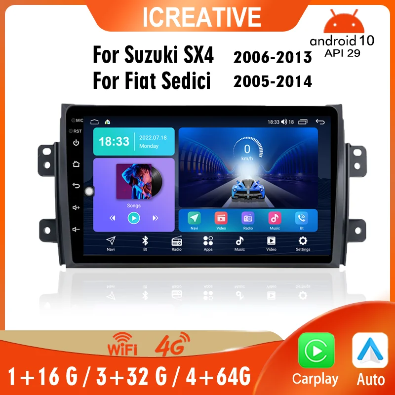 Car Radio for Suzuki SX4 2006-2013 for Fiat Sedici 2005-2014 2Din Stereo Android - £80.14 GBP+