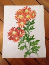 Vintage 1944 Original Orange Flower Floral Gouche Watercolor Painting Mc... - £63.94 GBP