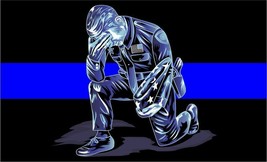 Thin Blue Line Decal - Reverse Flag Kneeling Police officer Down Reflect... - $4.21+