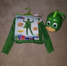 NEW Gekko PJ Masks Green Halloween Costume Toddler 3T-4T + Candy Bucket Lot - £23.45 GBP