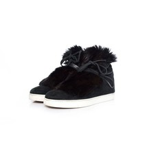 Gianvito Rossi Black Inuit fur-trimmed Suede High Top Sneakers sz 40/9.5-10 - $280.49