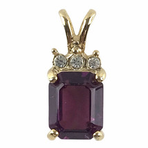 Women&#39;s Purple Stone Faux Diamond Goldtone Costume Jewelry Necklace Pendant - £8.86 GBP